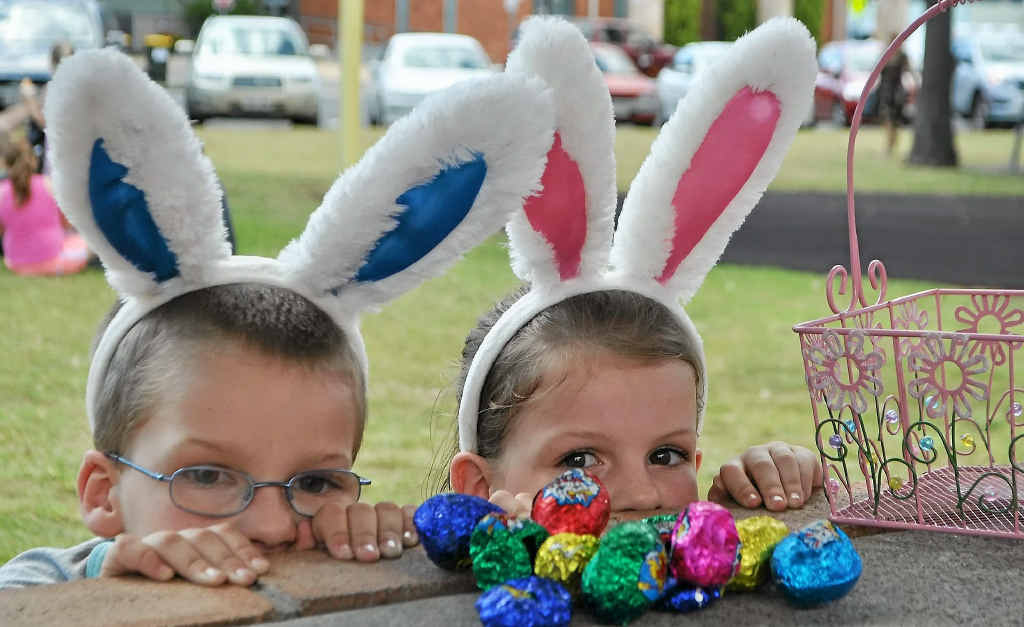 Samuel and Hannah McElhone’s haul from the Easter egg hunt was a little worse for wear after the chocolate started to melt in the heat. Samuel and Hannah McElhone’s haul from the Easter egg hunt was a little worse for wear after the chocolate started to melt in the heat.